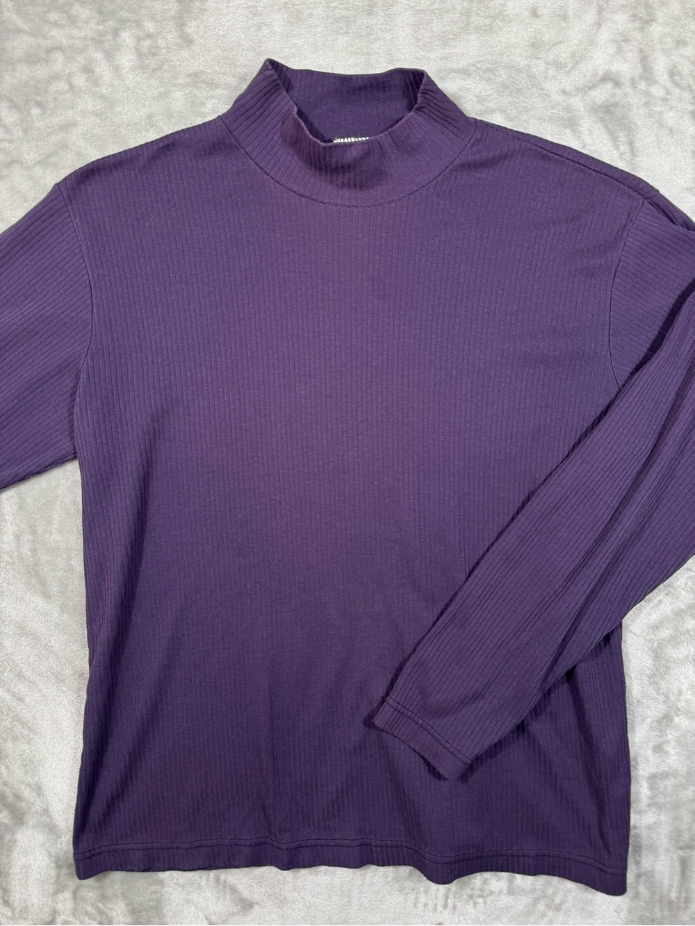 Vtg Y2K Bobbie Brooks Purple Ribbed Turtleneck Long Sleeve Shirt USA Womens L